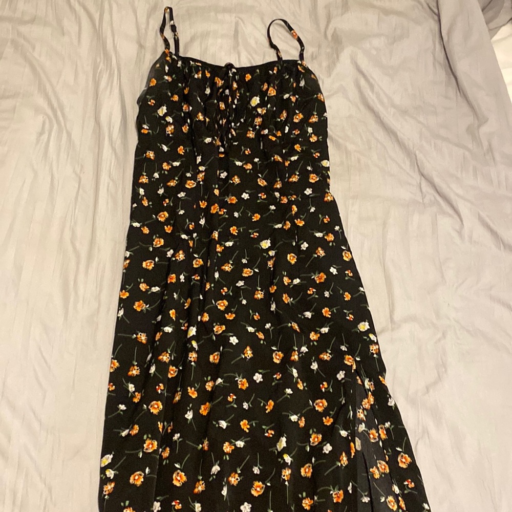 Black long flower dress